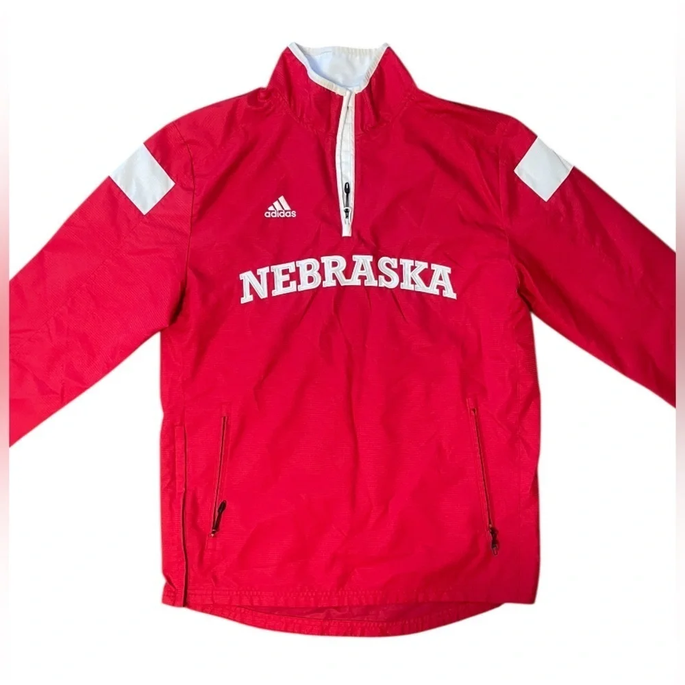 Nebraska Cornhuskers Red Adidas 1/4 Zip light Jacket Size Adult Small